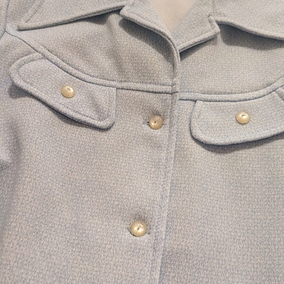Vintage pale blue 70s button down top size M - Picture 6 of 6
